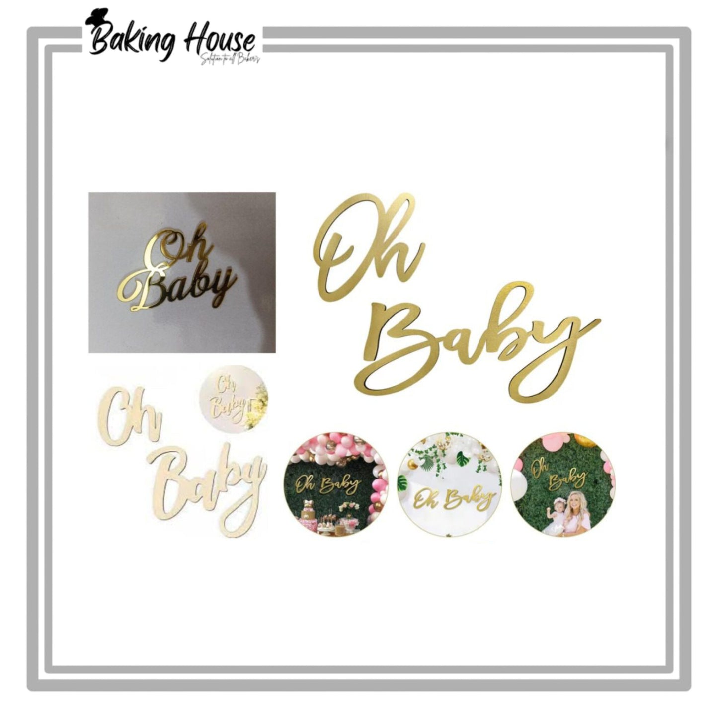 Oh Baby Acrylic Cake Topper Tag