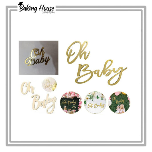 Oh Baby Acrylic Cake Topper Tag