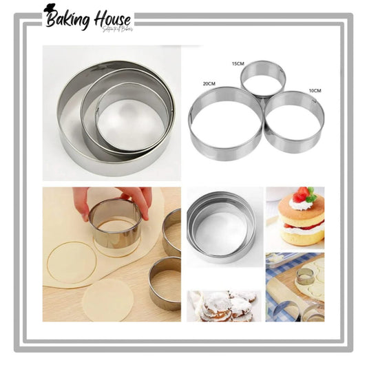 3pcs Stainless Steel Round Cookie Cutter