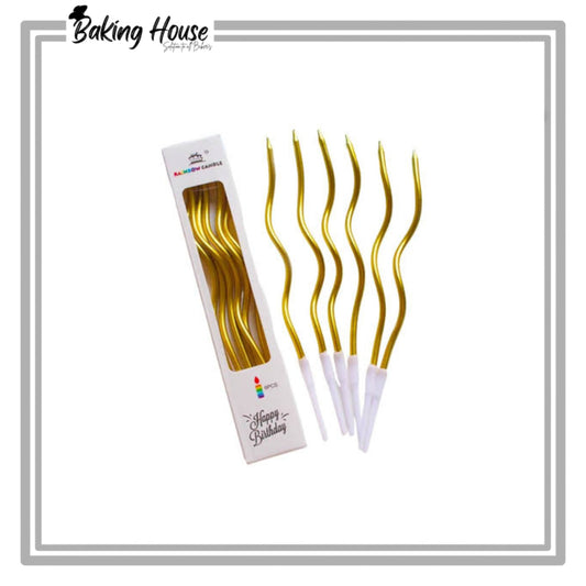 6pcs Golden Spiral Candle For Cake Decorationg