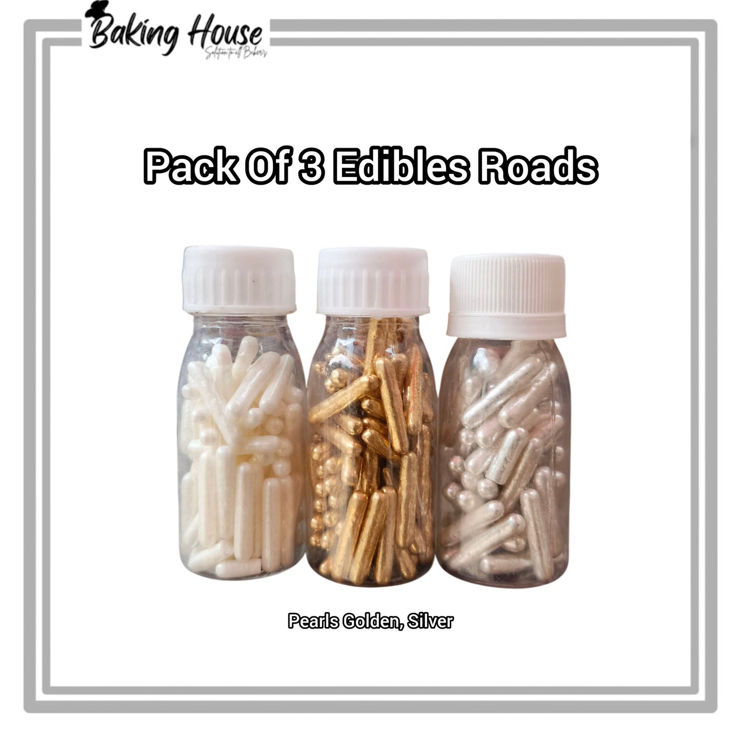 Pack Of 3 Roads Edible Beads For Cake Decorationg