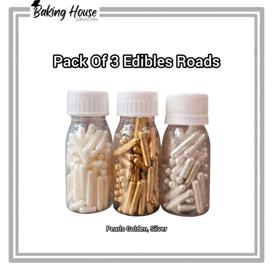 Pack Of 3 Roads Edible Beads For Cake Decorationg