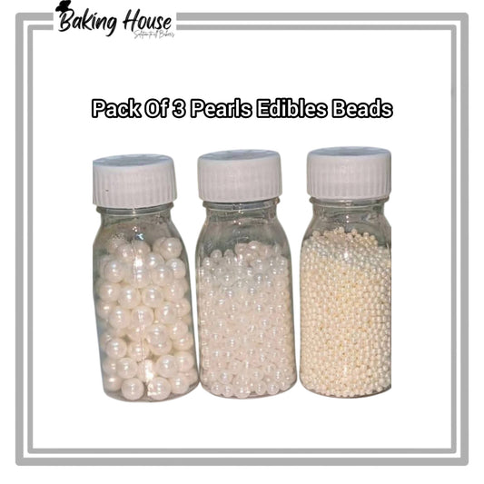 Pack Of 3 Pearls Edible Beads For Cake Decorationg