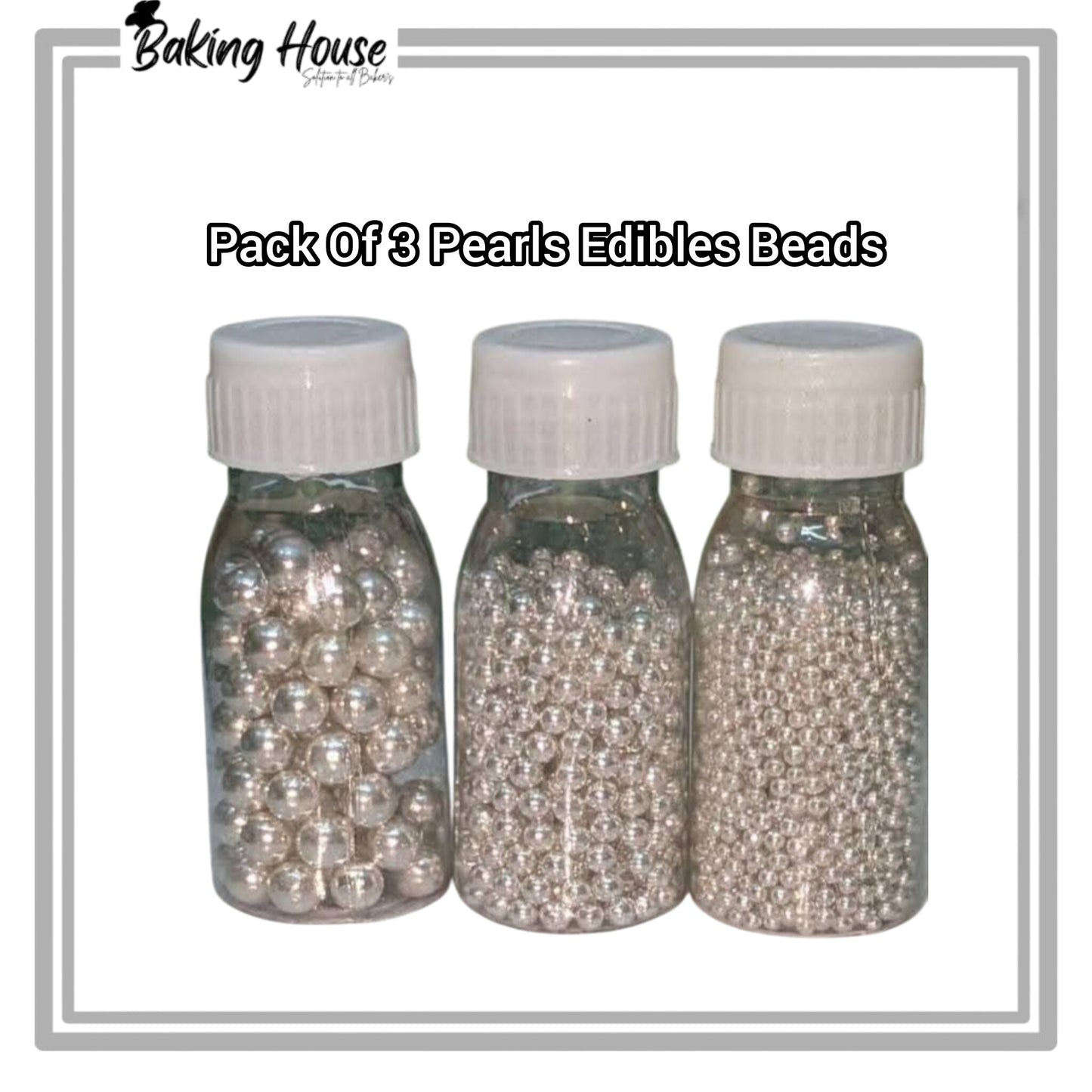 Pack Of 3 Silver Edible Beads For Cake Decorationg