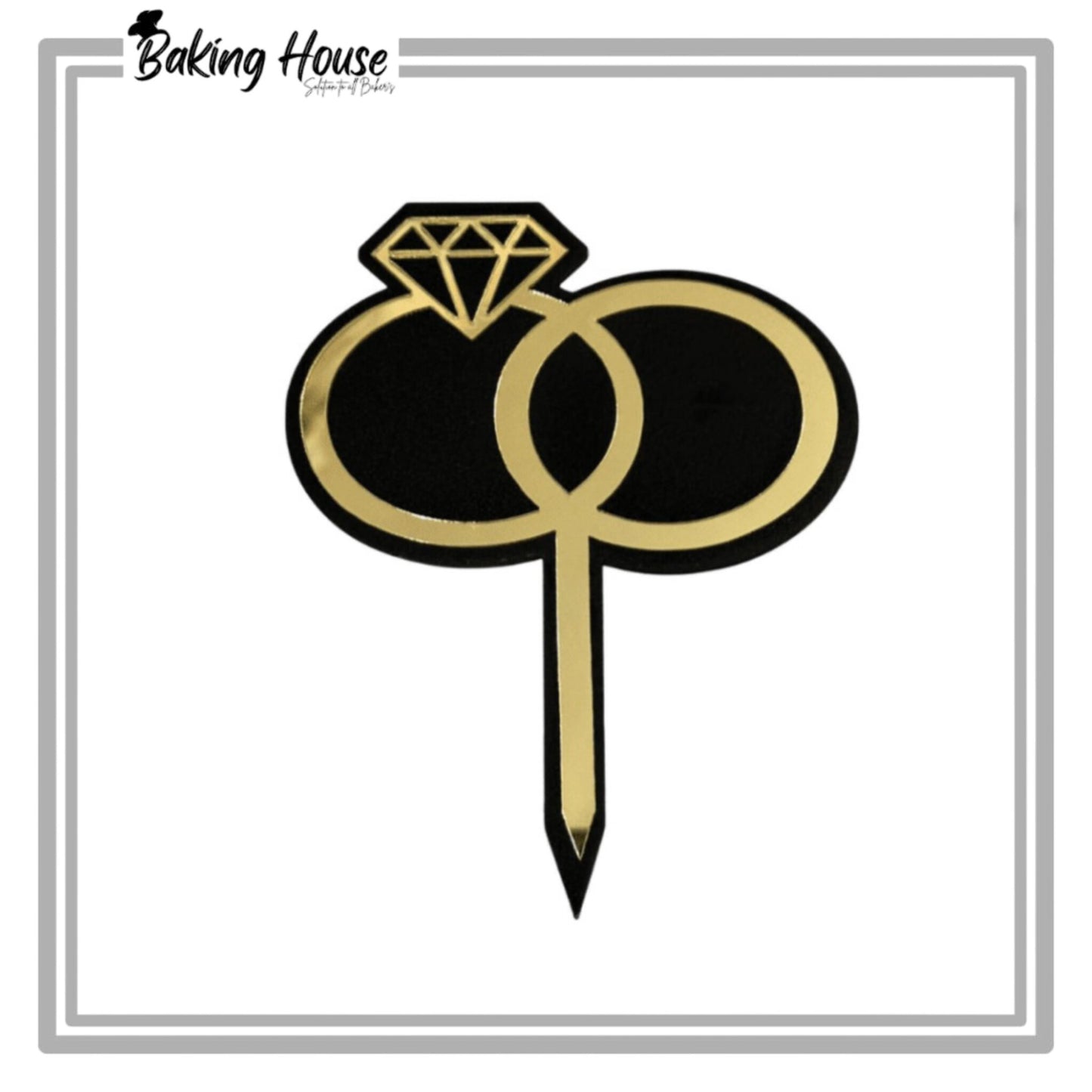 Diamond Engagement Ring Black Acyrlic Cake Topper For Cake Decorating