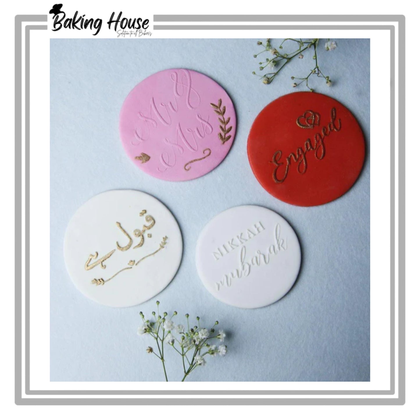 pack 4 Stamp Wedding Set For Fondant Cookies