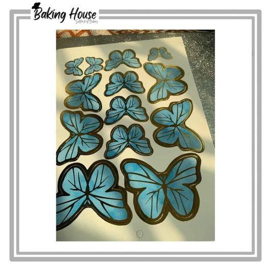 Blue Card Butterfly For Cake Decorating
