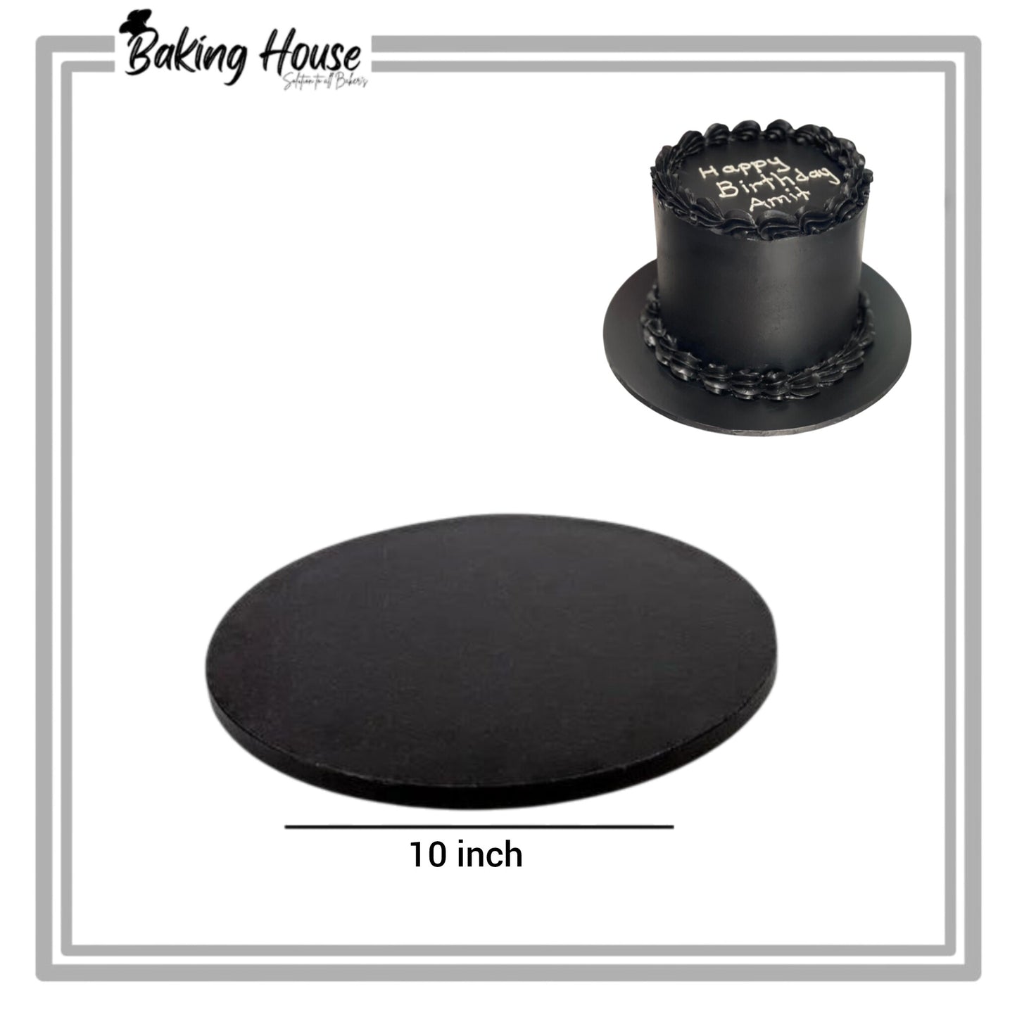 10 Inch Black Round Cake Base