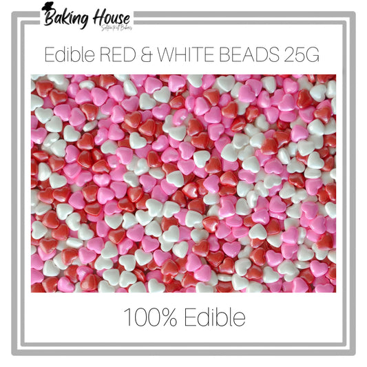 Edible Red-Pink-White Mini Heart Brads 25g