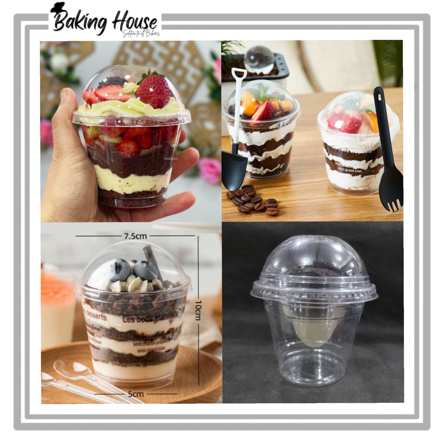 10pcs Disposable Plastic Cups with Dome Lids Perfect for Desserts, Fruit, and Cold Drinks - Ideal for Parties and Events