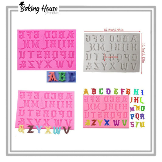 Upper Case Gothic Alphabet Silicon Fondant Mould For Cake Decorating
