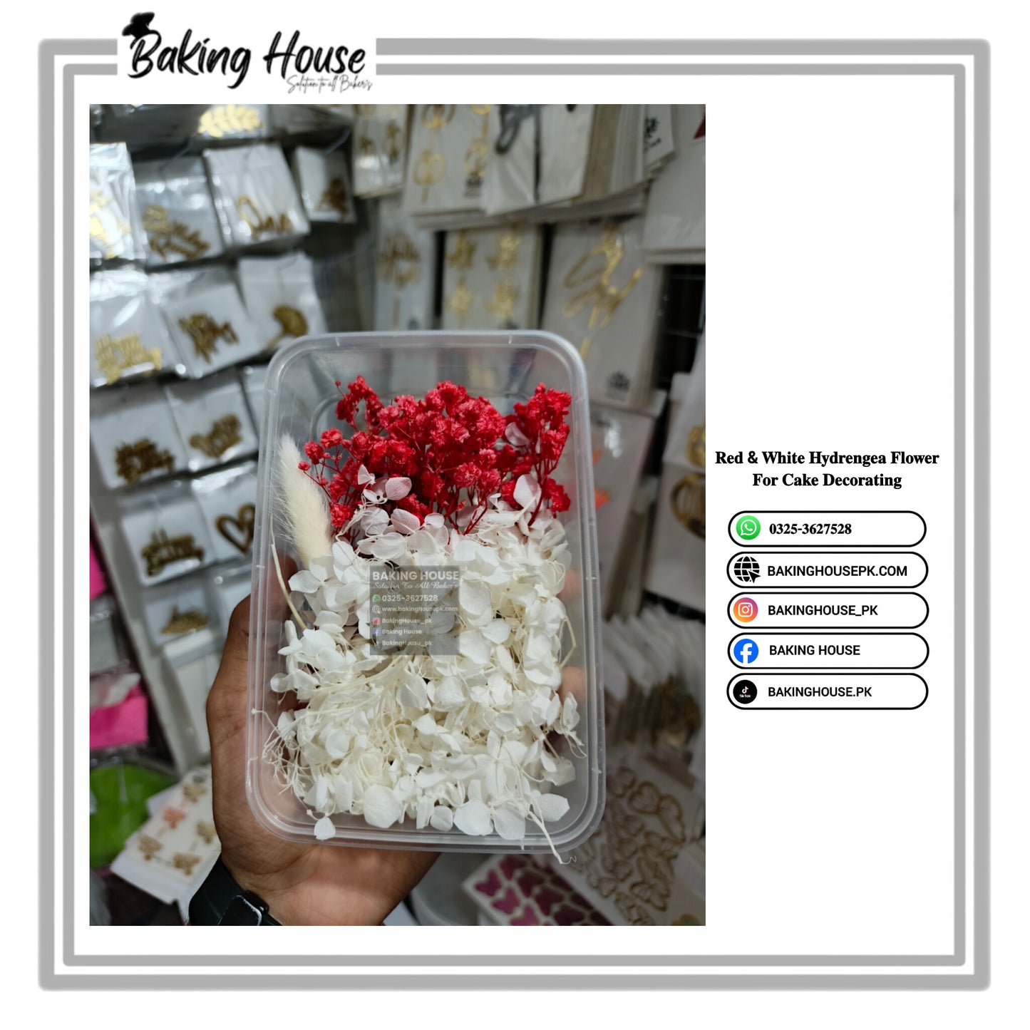 White-Red Dry Hydrenea Flower For Cake Decorating